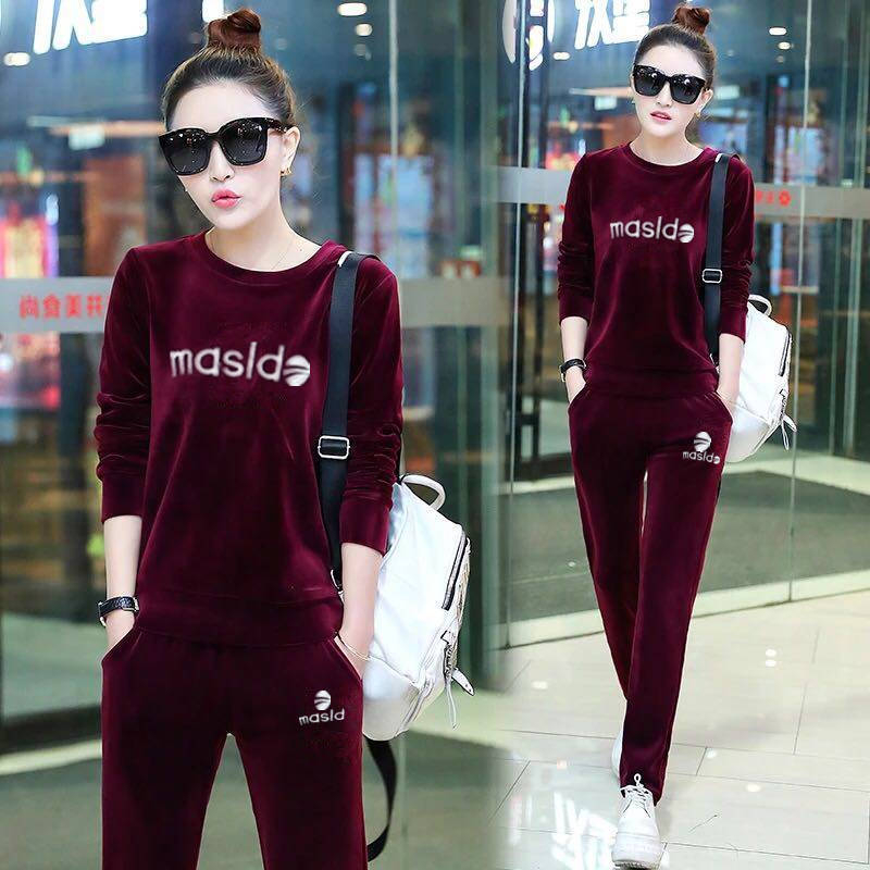 加绒加厚金丝绒休闲运动套装女2025秋冬新款中老年妈妈卫衣两件套