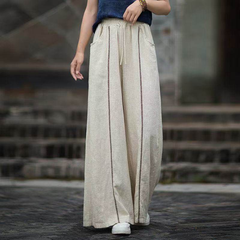 夏季棉麻阔腿裤小众个性文艺范宽松休闲长裤女式个性系绳亚麻裤子,女装/女士精品,休闲裤,淘宝优惠券,粉丝福利购,淘宝优惠卷