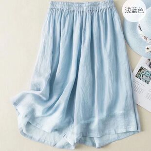 宽松休闲棉麻七分阔腿裤 高端垂坠感亚麻裙裤 大码 薄款 子 女2026夏季