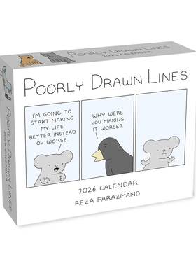 现货进口原版雷扎法拉兹曼喵呜原来你这种汪2026幽默漫画日历台历