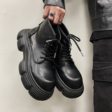 小众高级感厚底马丁靴男ins增高黑色机车皮靴B253-9501-P125，男鞋马丁靴，星座814A（原电商B253）