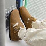 美式厚底加绒全包勃肯鞋男女纯色复古加绒雪地靴B253-9133-P130，男鞋拖鞋，星座814A（原电商B253）