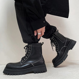 ins黑色马丁靴男英伦潮流侧拉链工装机车皮靴B253-9265-P115，男鞋马丁靴，星座814A（原电商B253）