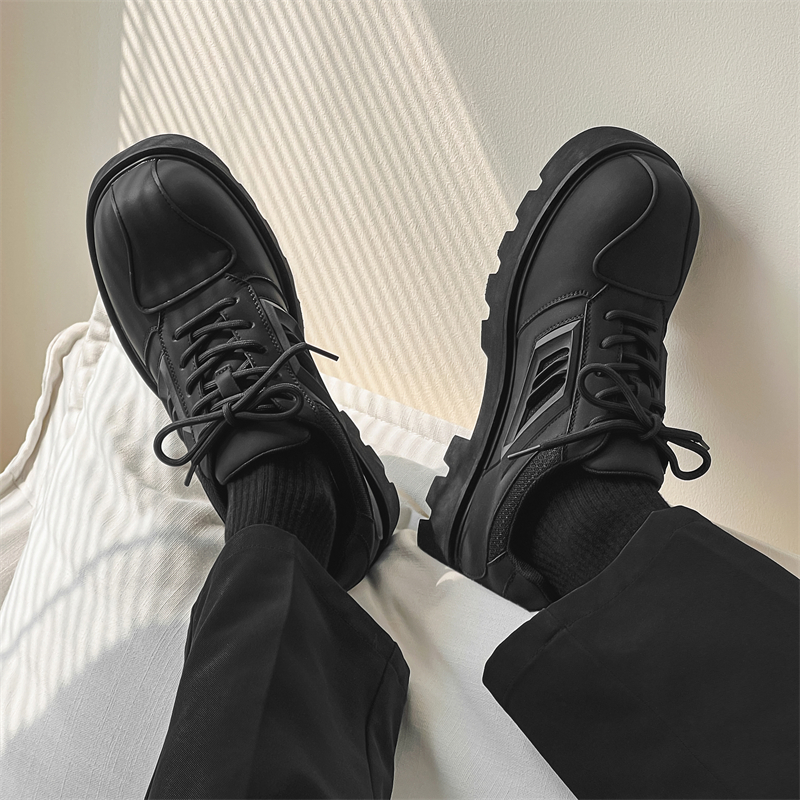 2024痞帅高级感大头皮鞋男机能风暗黑厚底皮鞋90668-P108，男鞋皮鞋，电商B253