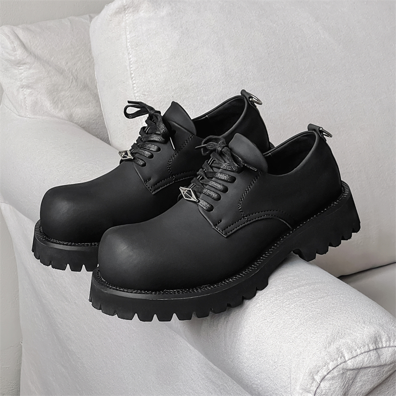 2024春夏厚底炭黑德比鞋男小众轻质通勤休闲皮鞋91029-P110，男鞋皮鞋，电商B253