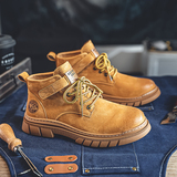 秋冬真皮马丁靴秋冬大黄靴复古英伦风厚底增高短靴B253-8166-P135，男鞋马丁靴，星座814A（原电商B253）