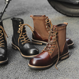 美式复古工装机车靴男牛津鞋底骑士靴B253-9031-P160，男鞋马丁靴，星座814A（原电商B253）