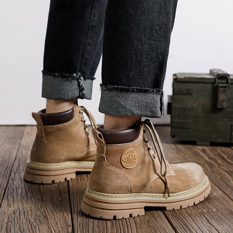美式复古大黄靴男中帮秋冬季马丁靴潮流工装沙漠靴B253-9239-P115，男鞋马丁靴，星座814A（原电商B253）