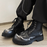 小众设计火焰靴子潮男ins马丁靴厚底户外高帮短靴B253-8519-P120，男鞋马丁靴，星座814A（原电商B253）