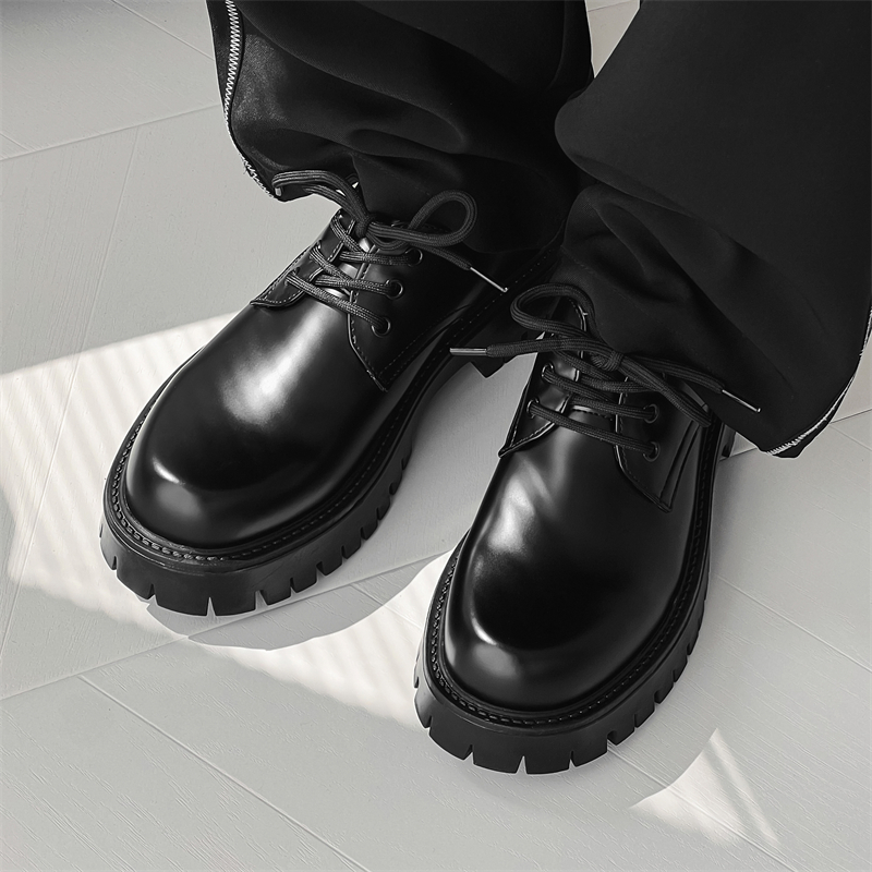 小众德比鞋男ins英伦厚底高级感商务黑色亮面休闲皮鞋2112-P98，男鞋皮鞋，电商B253