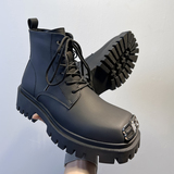 高级感方头金属装饰马丁靴男小众厚底机车皮靴B253-8788-P120，男鞋马丁靴，星座814A（原电商B253）