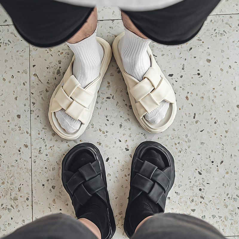 高级感潮牌拖鞋男夏外穿编织溶解厚底凉拖鞋沙滩一字拖鞋9022-P98，男鞋拖鞋，星座814A（原电商B253）