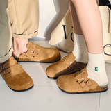 勃肯鞋男真皮包头半拖鞋情侣一脚蹬拖鞋软木外穿博肯鞋9501-P125，男鞋拖鞋，星座814A（原电商B253）