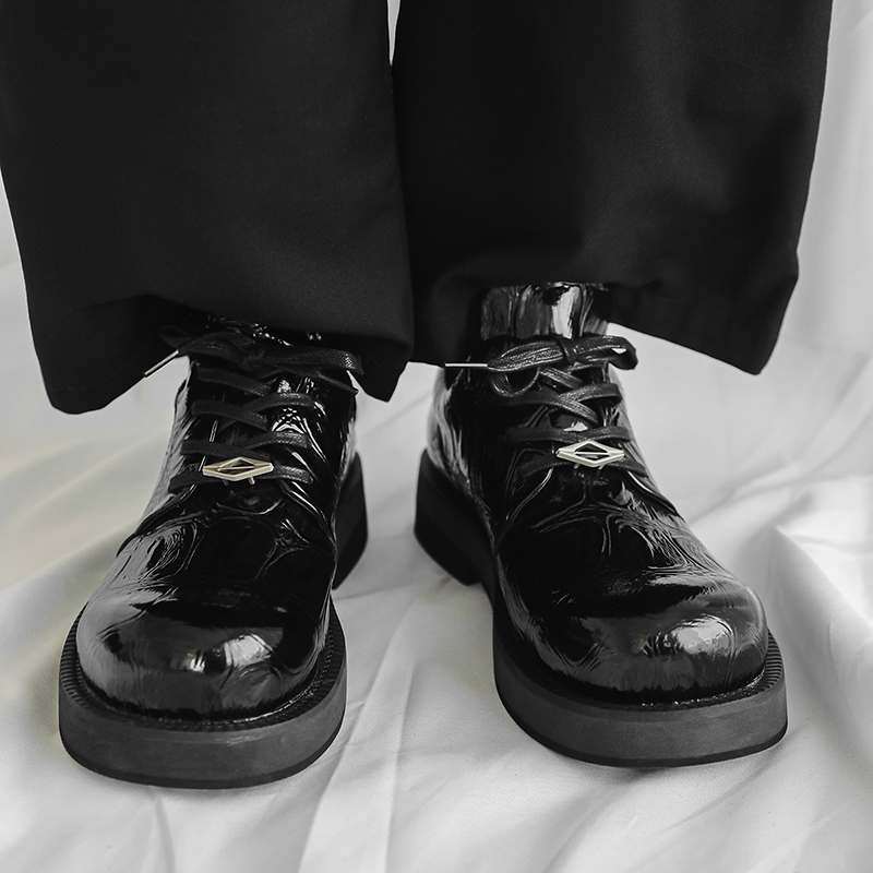 小众设计压纹圆头德比鞋男百搭通勤大头厚底皮鞋B253-9091-P115，男鞋皮鞋，电商B253