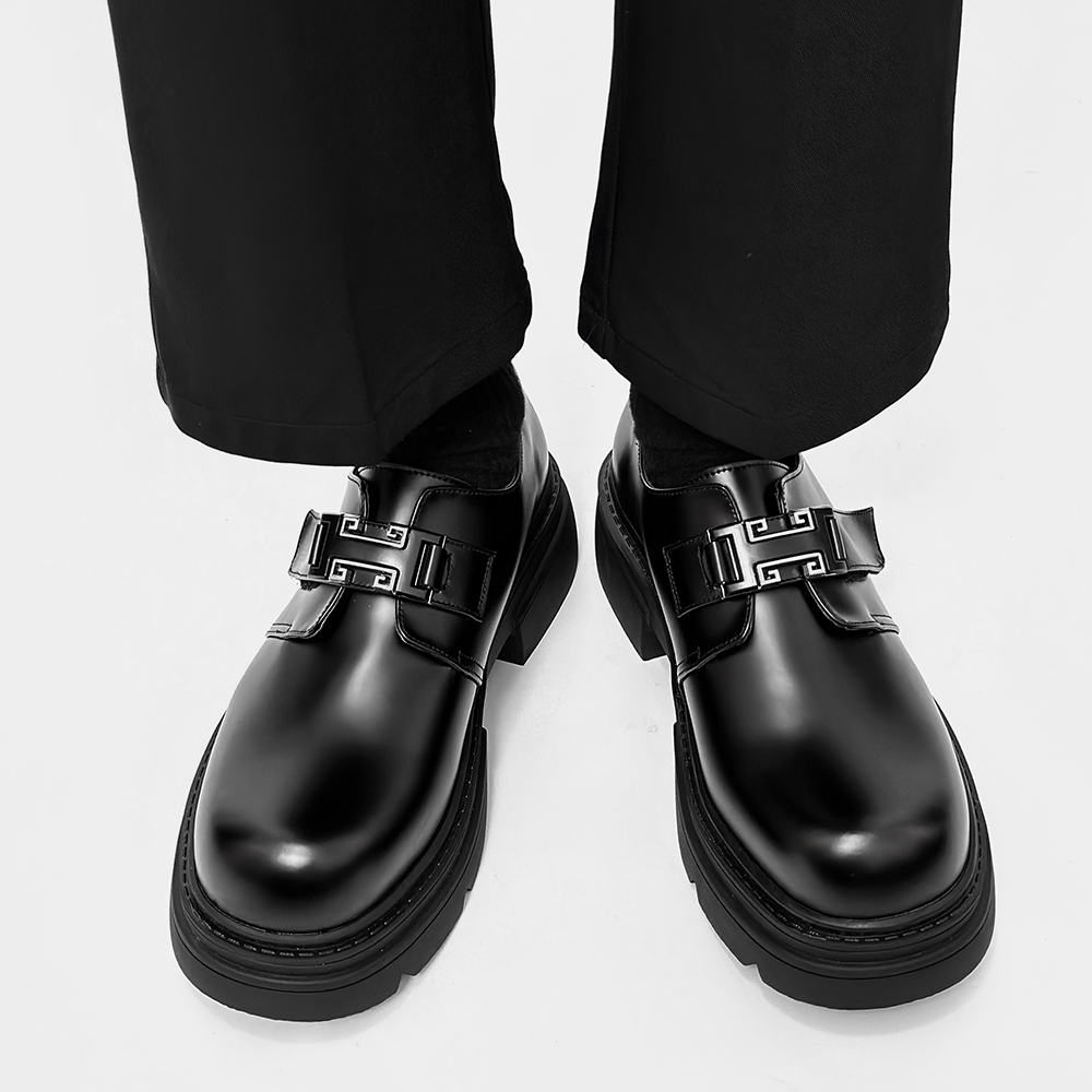 2024春夏小众厚底德比鞋男ins帅气百搭黑色小皮鞋5581-P108，男鞋皮鞋，电商B253