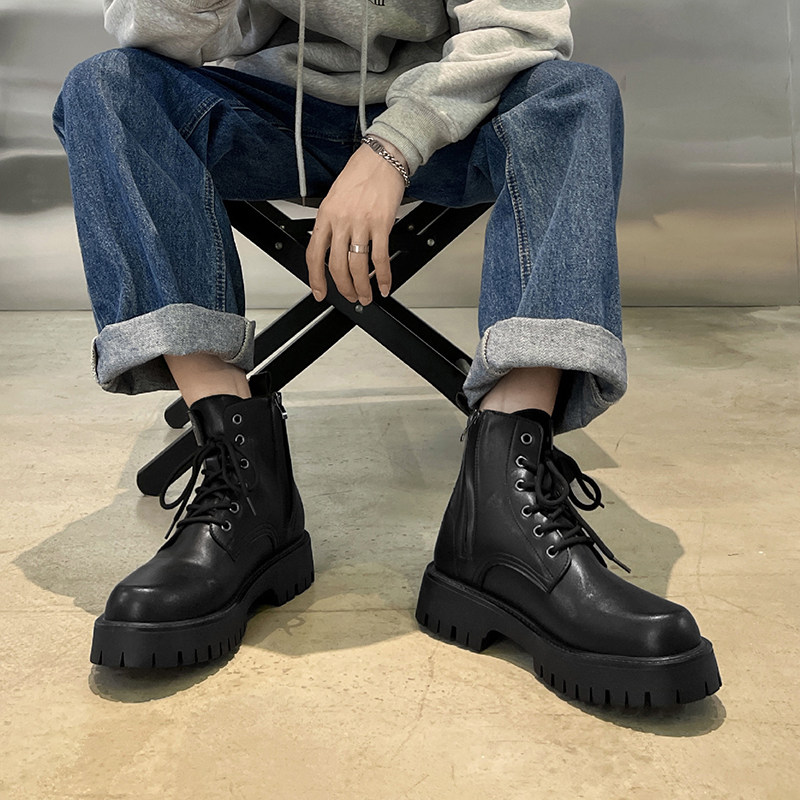 ins马丁靴男英伦风机车拉链中帮工装靴B253-5606-P110,男鞋马丁靴,星座814A（原电商B253）