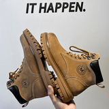 马丁靴男加绒大黄靴复古厚底工装靴9711-115-加绒120，男鞋马丁靴，星座814A（原电商B253）