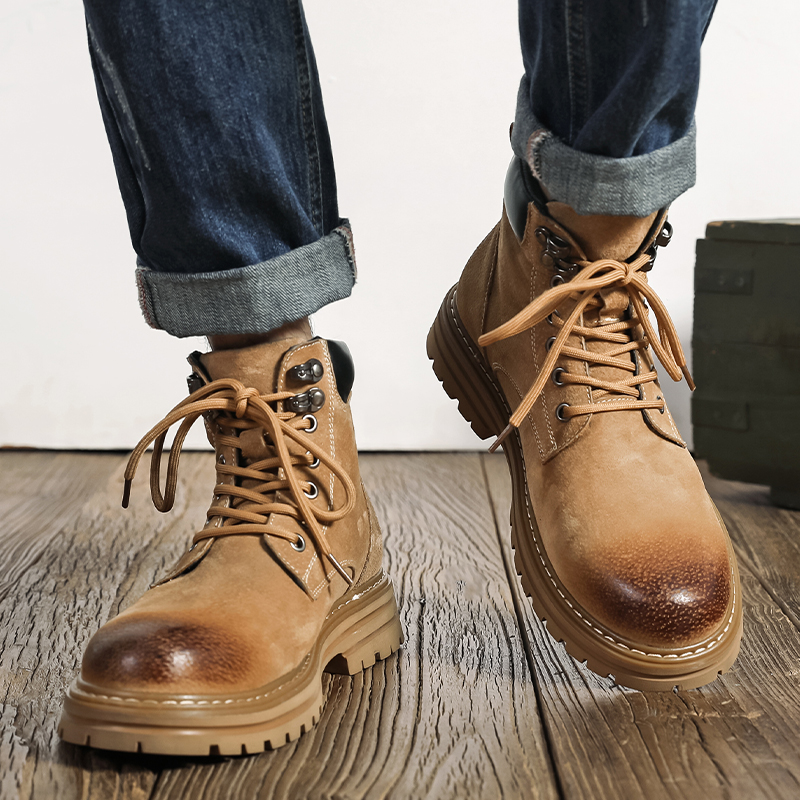 大黄靴马丁靴男户外登山鞋中帮踢不烂工装靴子B253-9002-P115，男鞋马丁靴，电商B253