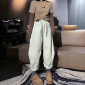 复合53 秋冬新款 加绒高腰弯刀牛仔裤 9098 女显瘦九分阔腿裤 子