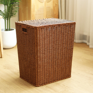 仿藤编脏衣篮子北欧浴室脏衣服收纳筐带盖家用卧室脏衣篓大容量桶