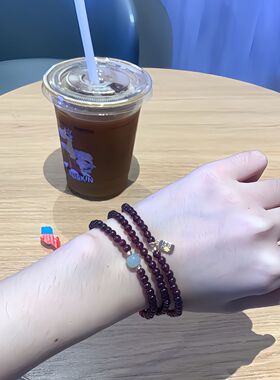 爆款红石榴福牌酒红色石榴手链女