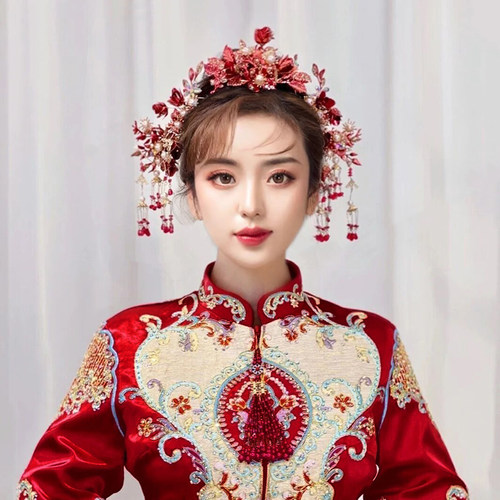 民族风新娘结婚中式龙凤褂头饰