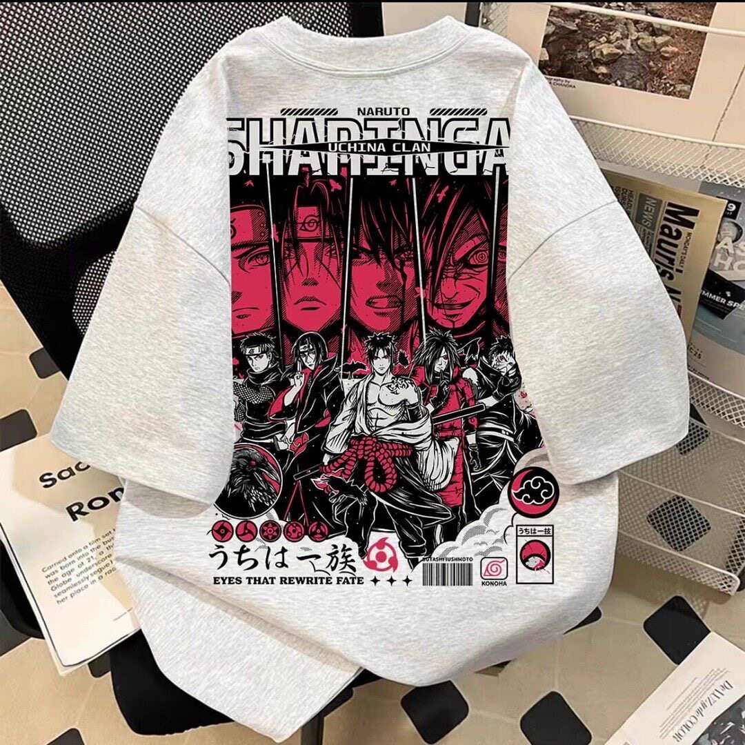 新款火影宇智波一族印花短袖纯棉动漫T恤男女同款潮流百搭上衣