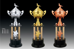 鸽子奖杯定制篮球奖牌制作金银铜足球星星金属四根柱子团队比赛