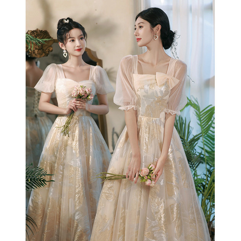 伴娘服2024新款婚礼宴会姐妹团礼服裙女级感显瘦演出服长款春