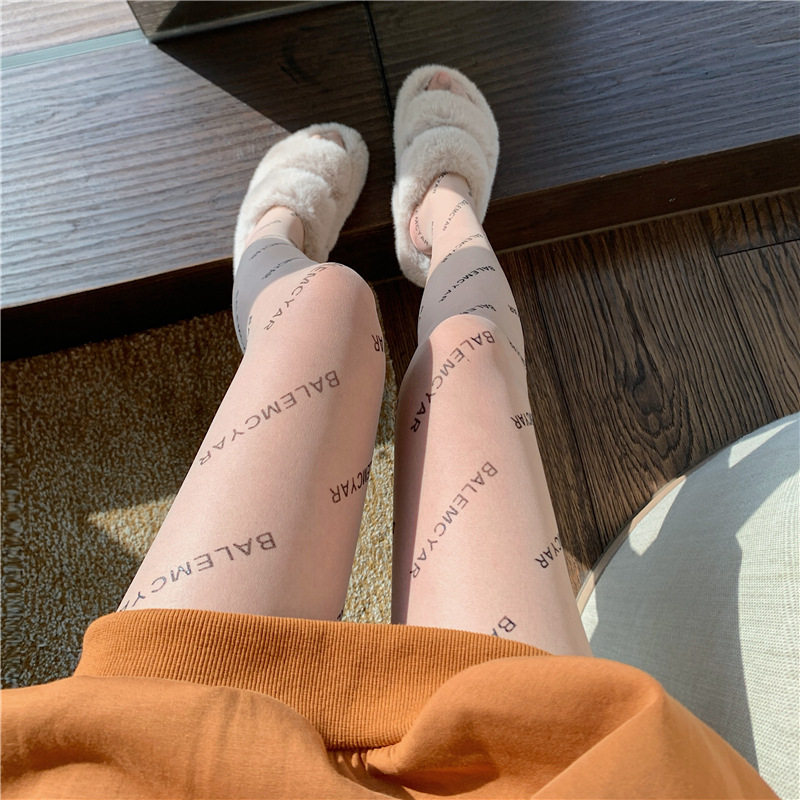 网红字母丝袜女巴黎潮牌性感黑丝任意剪显瘦超薄防勾丝打底连裤袜