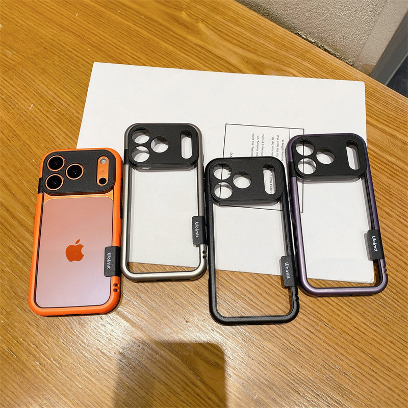 适用苹果17promax潮男款金属漆高级色边框橙紫灰黑色 iPhone17pro韩版撞色防摔散热保护圈硅胶款无后盖背板