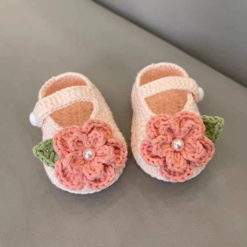 宝宝鞋山茶花diy手工钩织材料包钩针编织牛奶棉毛线孕期解闷