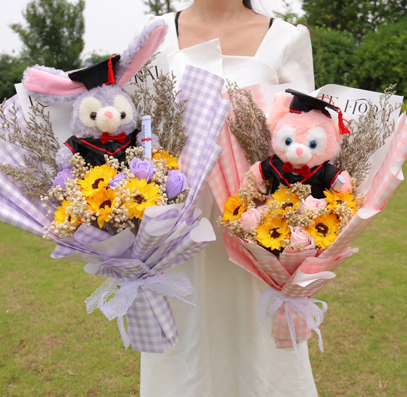 毕业公仔花束博士帽卡通拍照礼品
