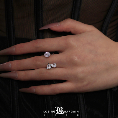 【Losing Bargain】简约百搭气质爆闪多锆石组合开口戒指男女同款