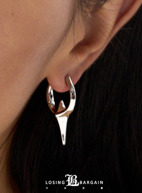 【Losing Bargain】原创未来感星芒儿耳圈钛钢穿孔耳饰简约男女