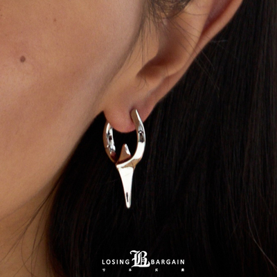 【Losing Bargain】原创未来感星芒儿耳圈钛钢穿孔耳饰简约男女