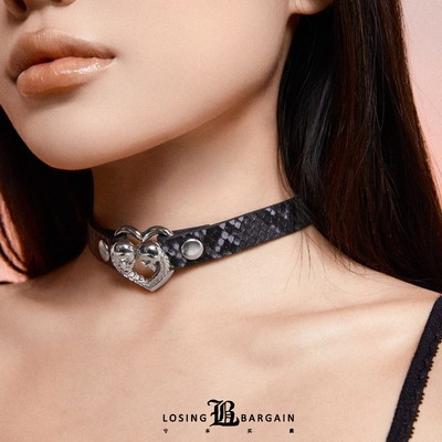 【Losing Bargain】原创骷髅爱心蛇纹小众朋克chocker项圈男女