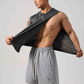 侧开叉运动无袖 肌肉健身撸铁狗兄弟宽松棉 坎肩男T恤背心潮牌美式