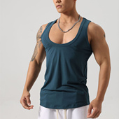 重磅低领纯棉背心男士 潮牌 t恤宽松打底汗衫 夏季 健身运动坎肩无袖