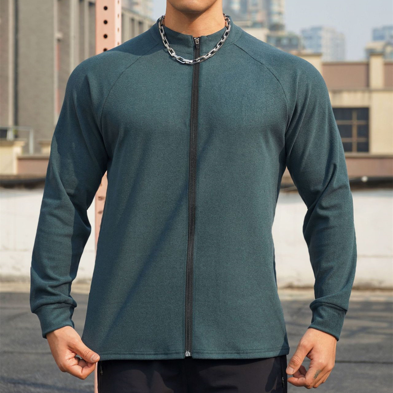 双面拉链德绒保暖秋冬长袖修身