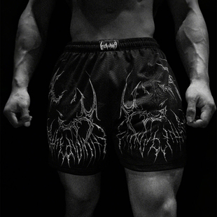 运动短裤三分裤男速干透气弹力跑步训练健身肌肉撸铁狗美式潮牌