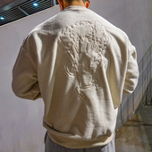 运动卫衣男长袖 圆领加绒加厚摇粒绒刺绣秋冬季 肌肉健身狗兄弟潮牌