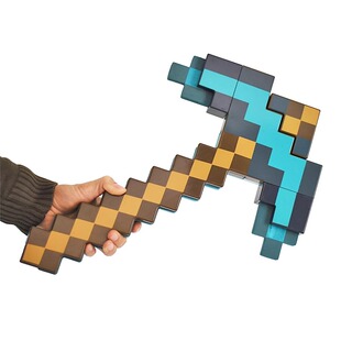 我的世界周边玩具武器钻石剑可变形二合一附魔剑镐mc头套模型礼物