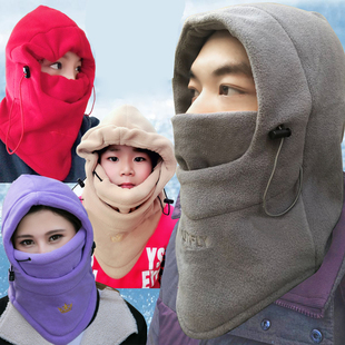 冬季天帽子户外防风男女多功能骑车围脖一体头蒙面保暖加厚摇粒绒