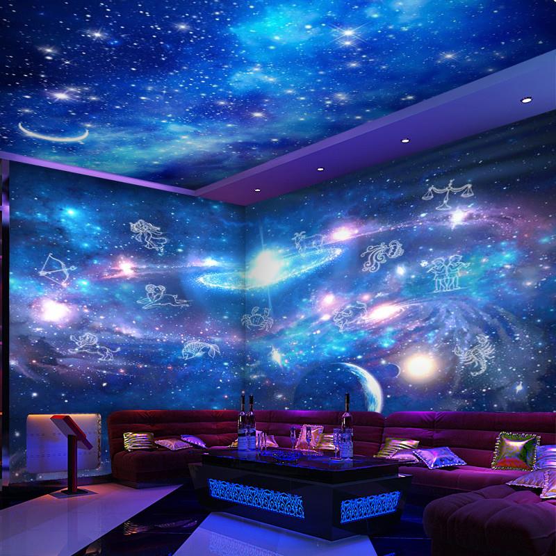 星空墙纸自粘KTV背景墙天花板壁纸主题酒店梦幻星星宇宙贴画墙贴