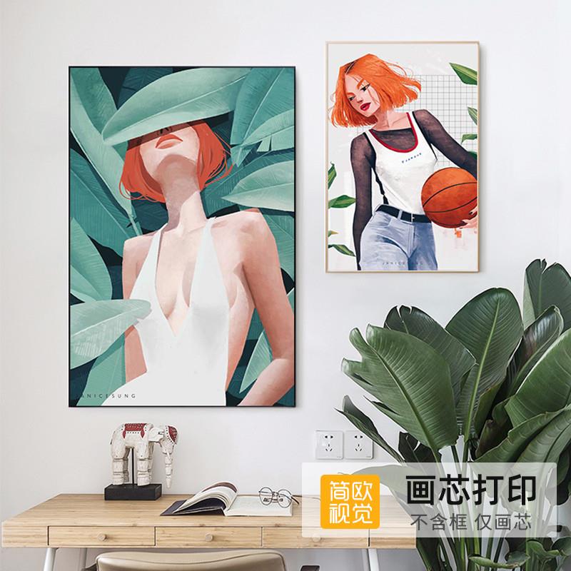 国外Janice欧美风唯美女孩创意人像客厅走廊背景墙装饰画画心图片