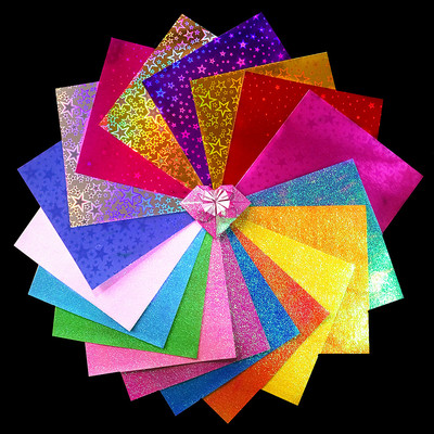 闪光闪亮彩色儿童学生手工折纸