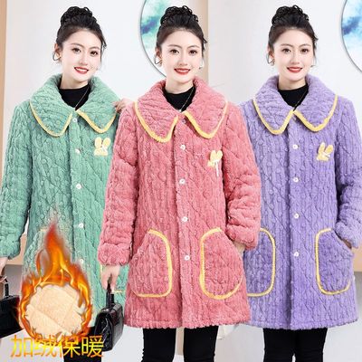 四川省服加绒加厚女士中长款棉袄冬季罩衣女外穿冬天棉衣外套棉服