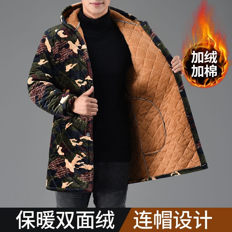 四川省服加绒加厚罩衣男成人围裙冬新款外穿男士工作服中长款外套