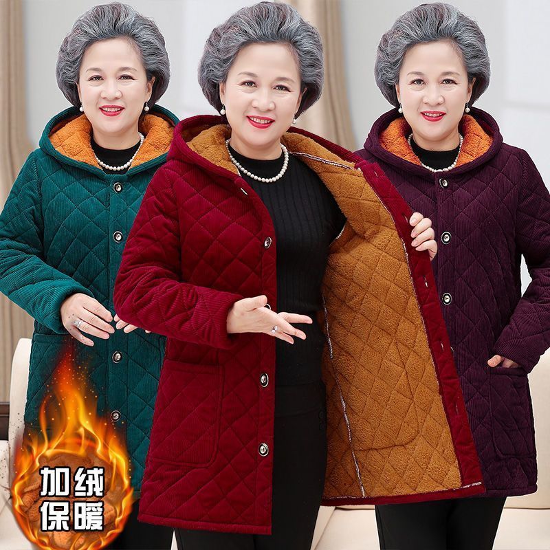 四川省省服女新款冬装中长款灯芯绒加厚罩衣棉衣外套加绒围裙棉袄